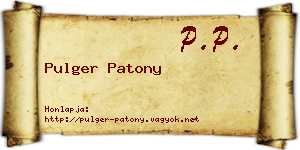 Pulger Patony névjegykártya